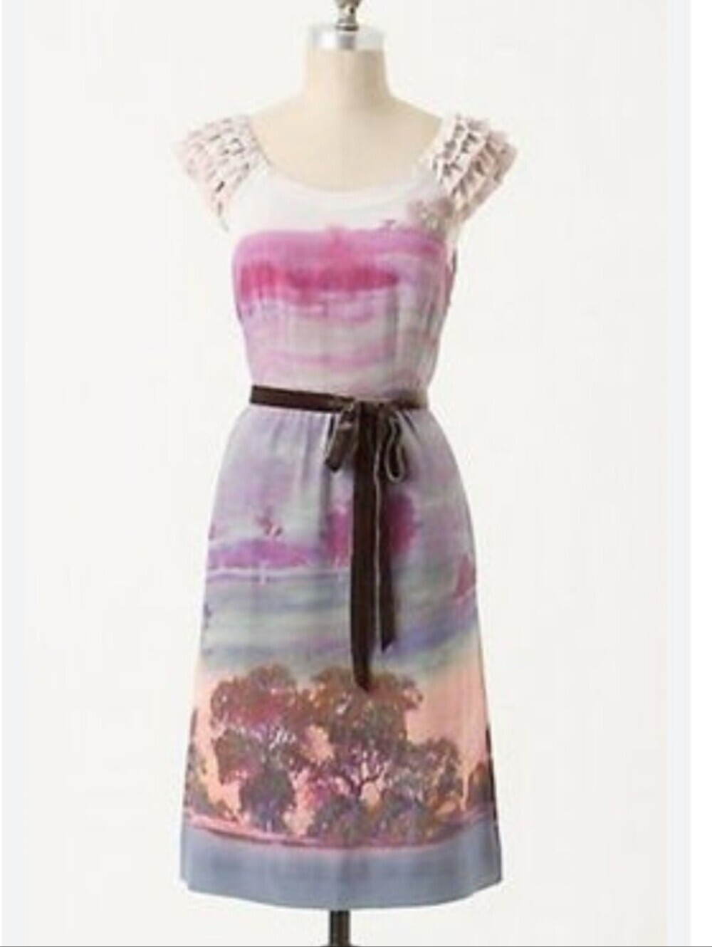Anthropologie Moulinette Soeurs Violet Gloaming Silk Sunset Dress